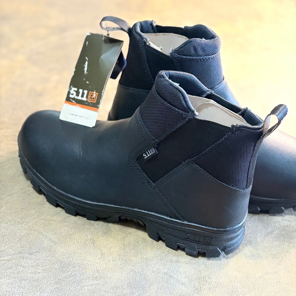 5.11 Tactical Company Boot 3.0 Mens 11 Black Leather Slip On Work Boots 12420
